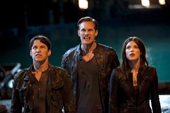 Stephen Moyer, Alexander Skarsgard, and Lucy Griffiths in True Blood Stephen Moyer, Alexander Skarsgard, and Lucy Griffiths in True Blood