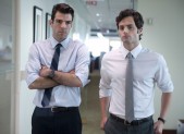 Zachary Quinto and Penn Badgley in Margin Call