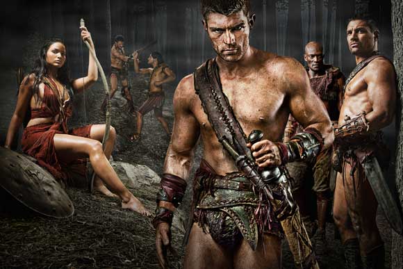 Katrina Law as Mira, Liam McIntyre as Spartacus, Peter Mensah as Oenomaus, & Manu Bennett as Crixus Katrina Law as Mira, Liam McIntyre as Spartacus, Peter Mensah as Oenomaus, & Manu Bennett as Crixus