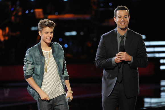 Justin Bieber and Carson Daly on 'The Voice' Justin Bieber and Carson Daly on 'The Voice'