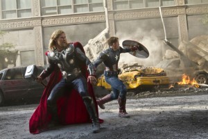 Chris Hemsworth and Chris Evans in The Avengers Chris Hemsworth and Chris Evans in The Avengers
