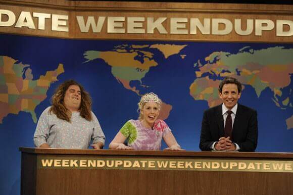 Bobby Moynihan, Vanessa Bayer, and Seth Meyers on SNL Bobby Moynihan, Vanessa Bayer, and Seth Meyers on SNL