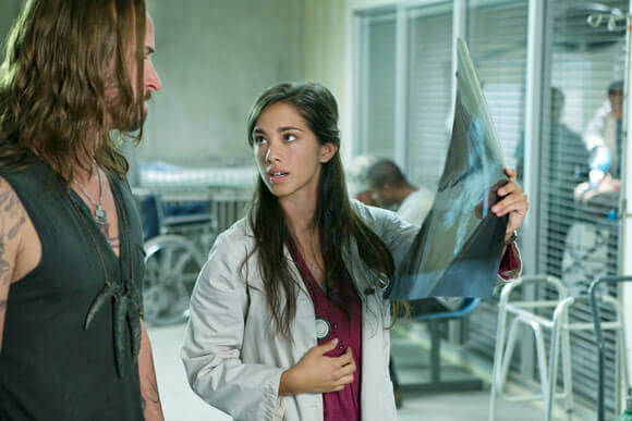 Colin Cunningham and Seychelle Gabriel in 'Falling Skies' season three Colin Cunningham and Seychelle Gabriel in 'Falling Skies' season three